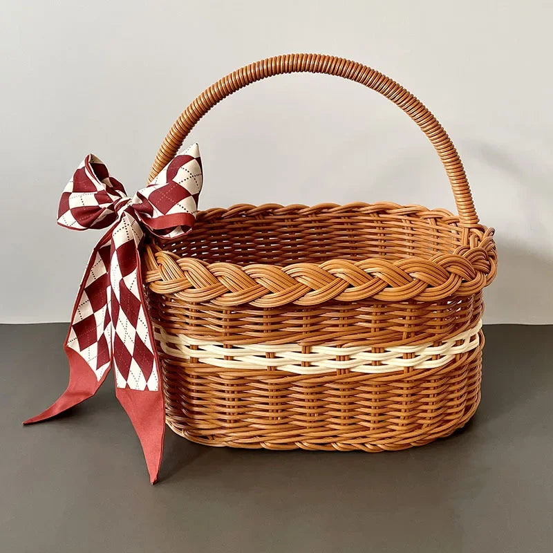 Cestas de compras grandes cesta de armazenamento de frutas e vegetais com alça cestas de roupas de lavanderia cesta de vime