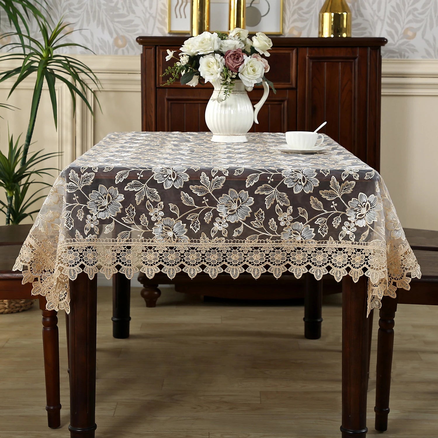 Battilo capa de mesa de renda redonda retangular toalha de mesa de café bordada de luxo para mesa de jantar casamento decoração de casa