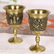 Copo de tiro vintage, taça de rosa de alívio de metal, mini copo de vodka portátil europeu, presente de decoração de sala de estar de casa de delicadeza, 1 peça