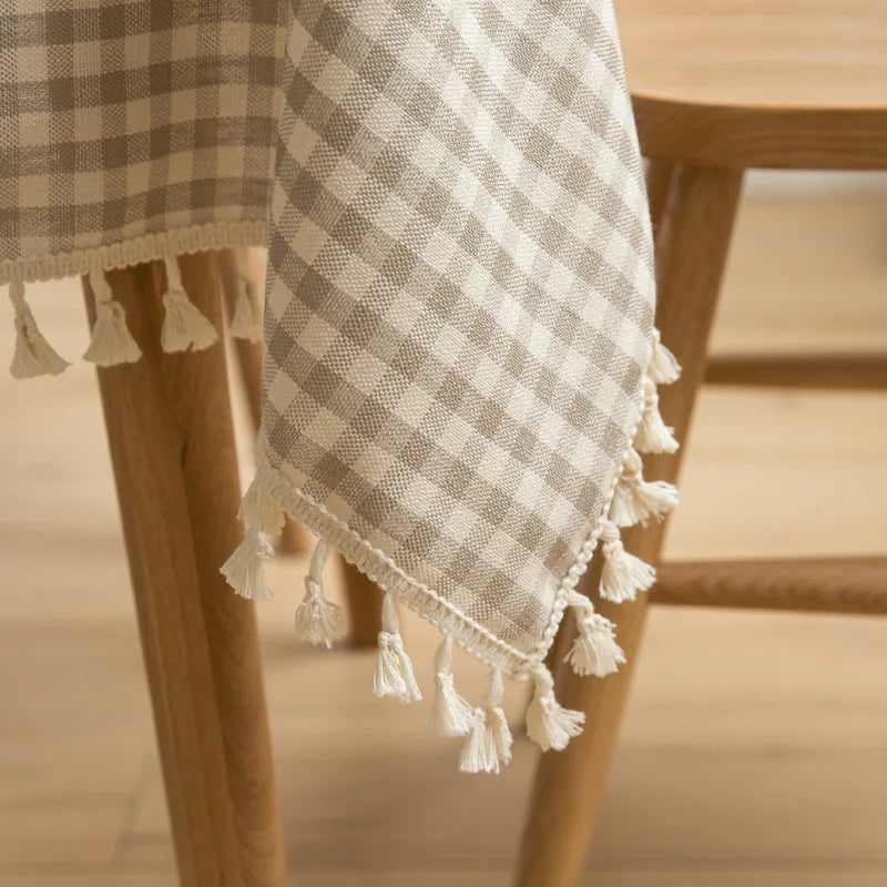 Toalha de mesa xadrez cozinha, casamento, toalha de mesa de férias decoração, toalha de mesa geométrica de piquenique de algodão boêmio ao ar livre