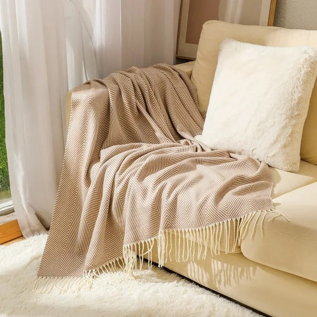Cobertor Listrado Nórdico, Jacquard Geométrico, Cobertor De Malha, Colcha, Tapeçaria Xadrez, Decoração De Sofá, Drop Shipping