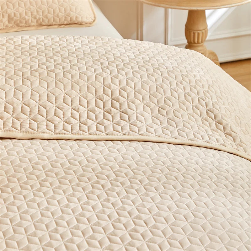 Colcha com 2 Fronhas - Acolchoada de Luxo em Poliéster Branco Imaculado - Casa Ornato