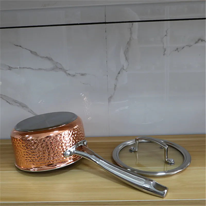 Conjunto de Panelas Marteladas em Cobre e Aço Inoxidável - Casa Ornato