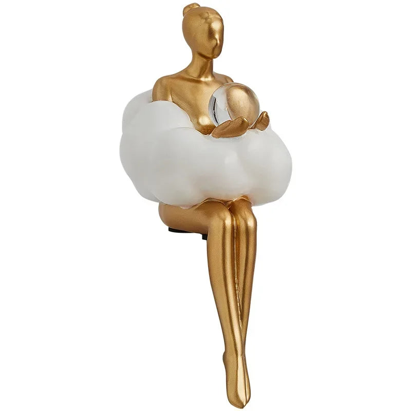Nuvem menina escultura arte abstrata figura estátua, decoração de mesa moderna, decoração do quarto de luxo, design estético estatueta artesanato