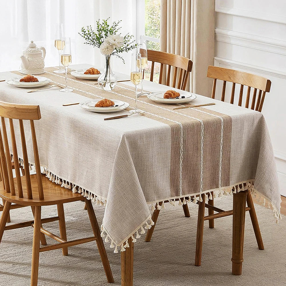 Toalha de mesa retangular redonda de linho batilo, toalha de mesa à prova d'água para jantar, mesa de café, cozinha, decoração de sala