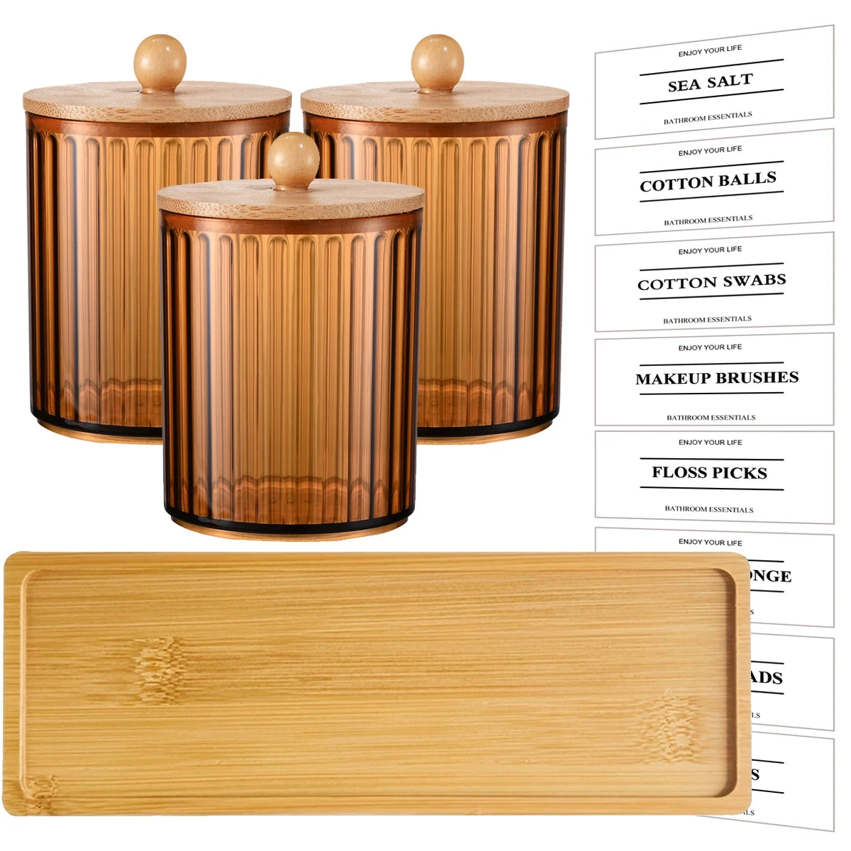 Eclat Noir - Conjunto de Frascos Âmbar com Bandeja - Casa Ornato