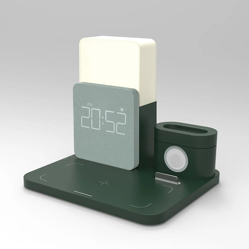 Carregador Sem Fio com Relógio e Luz Noturna - Casa Ornato