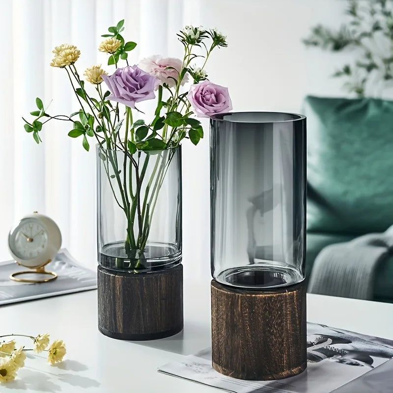 Florence Vaso para Plantas Decorativo com Base em Madeira - Casa Ornato