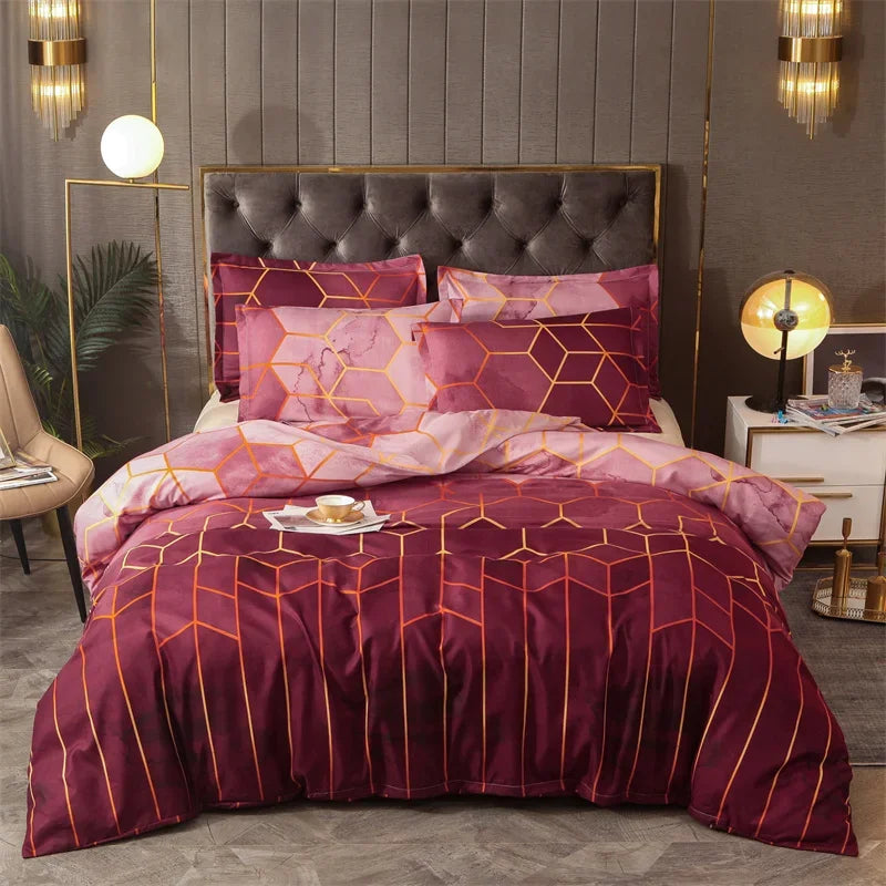 3 pçs conjunto de edredom verde duplo/completo/queen/king/single/duplo tamanho, conjuntos de cama geométricos para homem mulher, capa de edredão de mármore