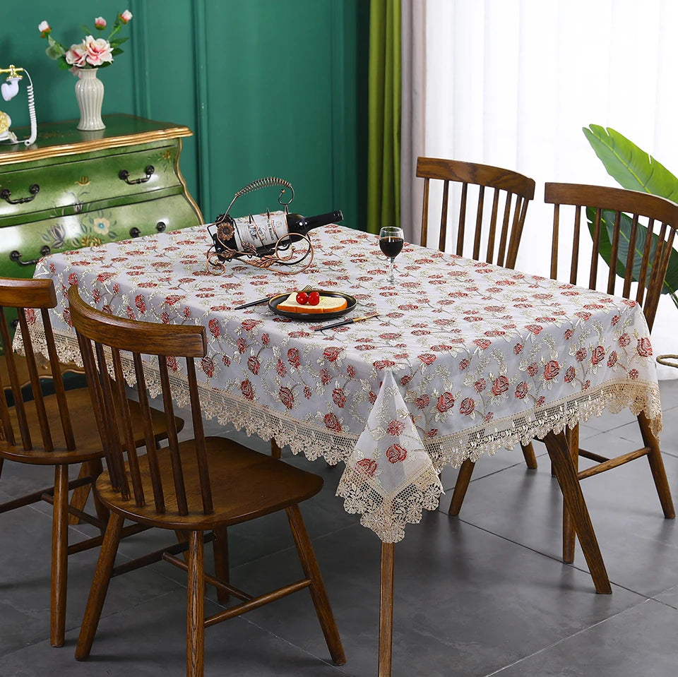 Battilo-Toalha De Mesa De Renda Bordada Retangular, Cobertura De Mesa De Luxo, Toalhas De Mesa De Café, Mesas De Jantar, Casa, Decoração De Casamento