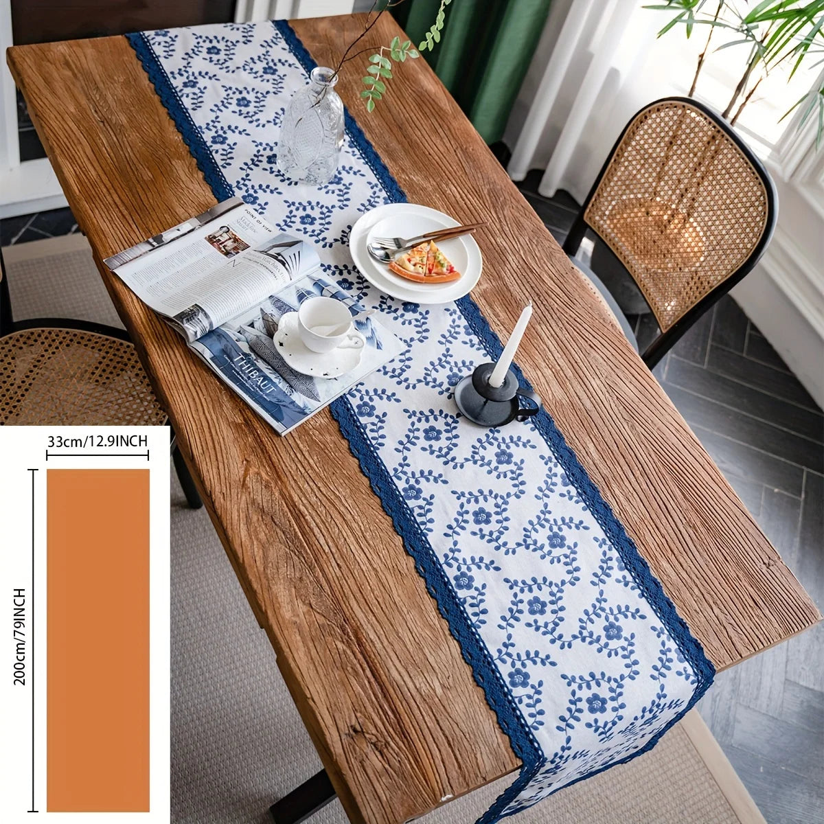 Corredor de Mesa Retro com Estampa de Orquídeas - Casa Ornato