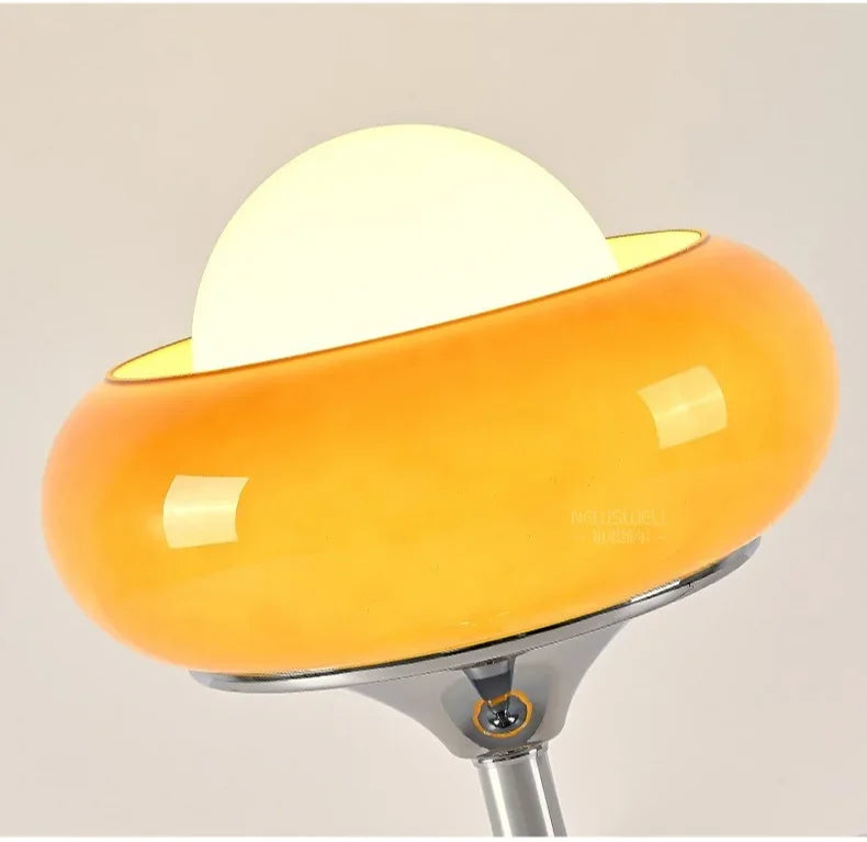 Bauhaus lâmpada de assoalho vidro sala estar quarto estudo retro laranja vermelho abajur led metal luz chão ovo tart candeeiro mesa brilho