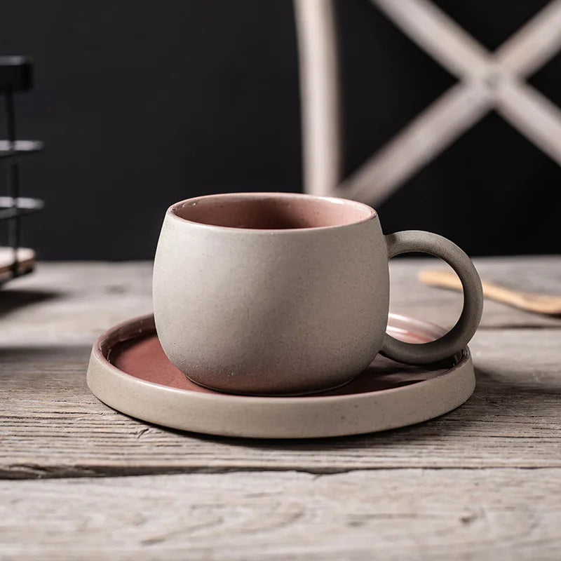 Caneca de café cerâmica caneca de café com pires latte xícara de café cafeteira criativa porcelana cerâmica grossa escritório chá canecas xícara de café