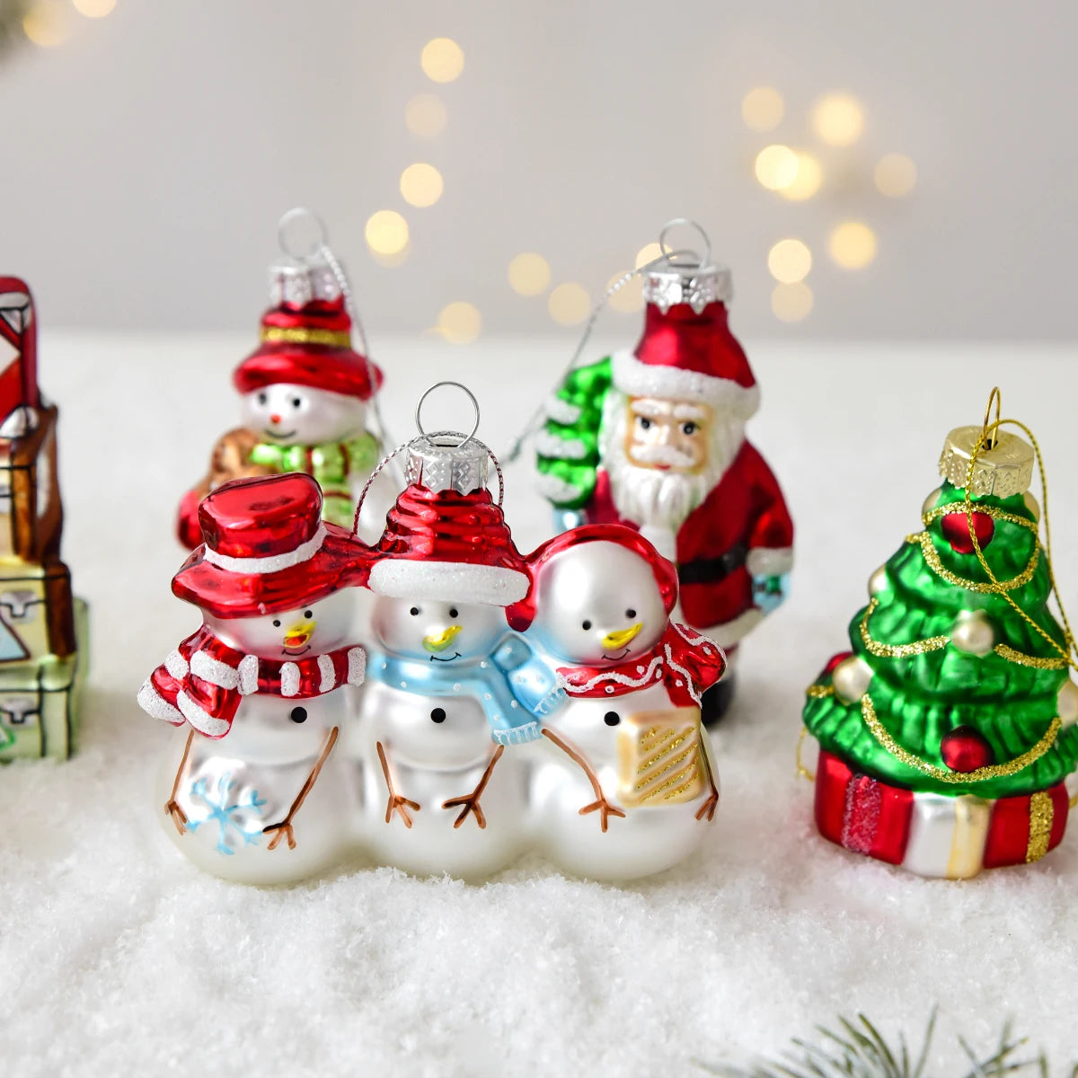 Natal de vidro boneco de neve caixa de correio decoração da árvore de natal pendurado para janela festiva pendurado decoração de natal presente de natal