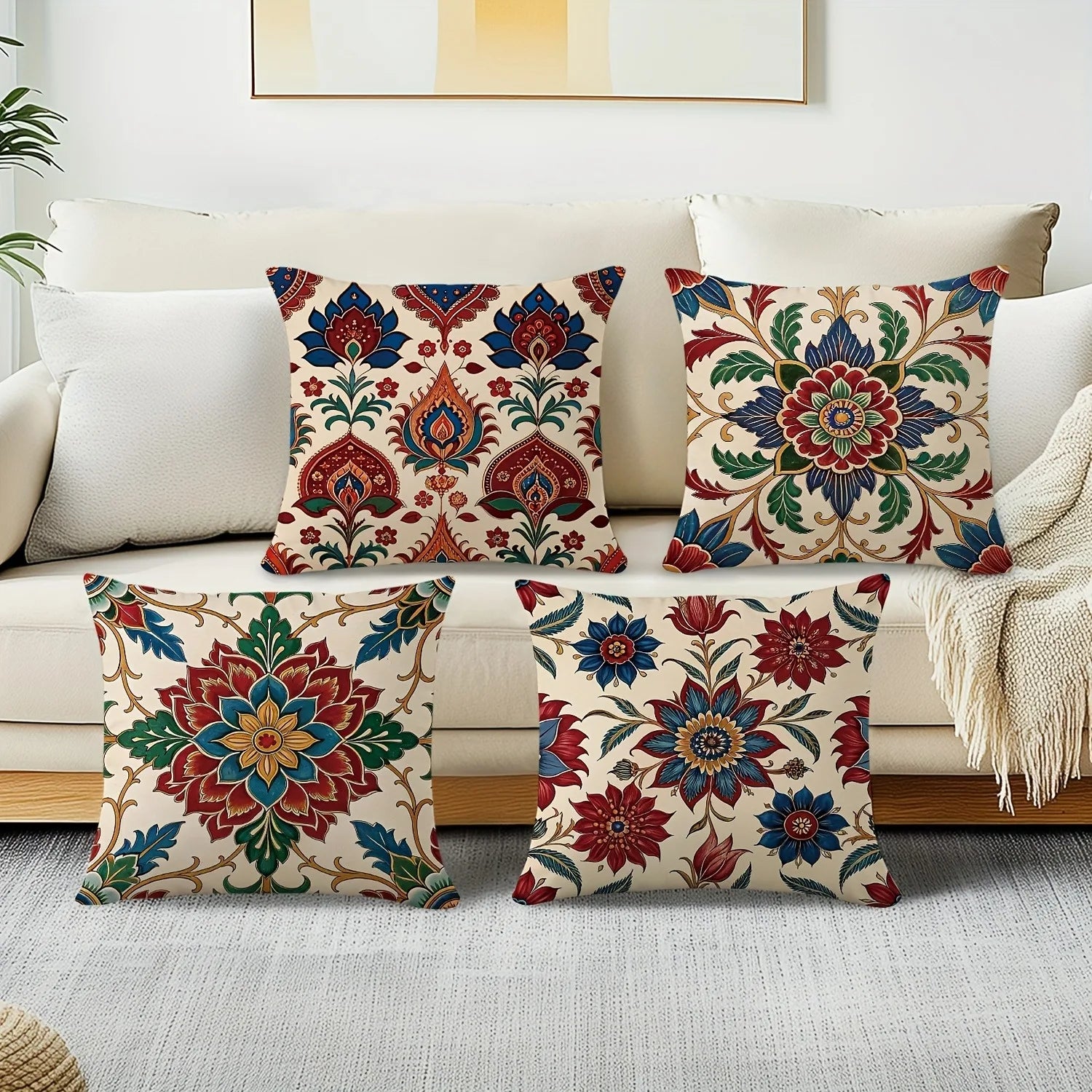 Capa de almofada com padrão paisley floral vintage, capa de almofada para sofá da sala de estar, macia e confortável, decoração de quarto
