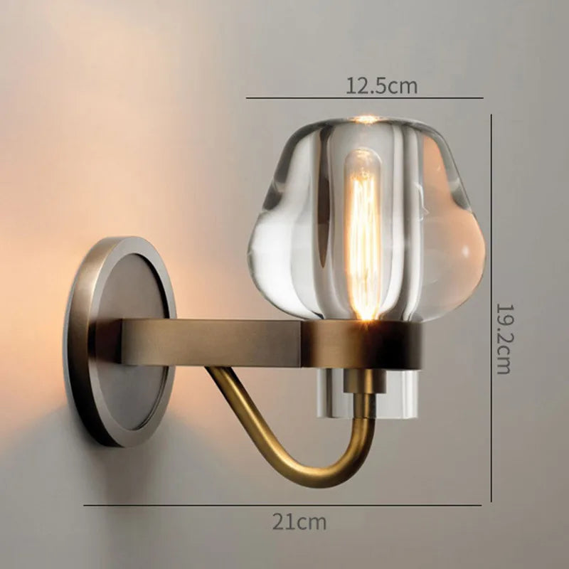 Americano retro todo o cobre lâmpada de parede sala estar quarto cabeceira fundo decoração luz luxo k9 cristal lâmpada parede
