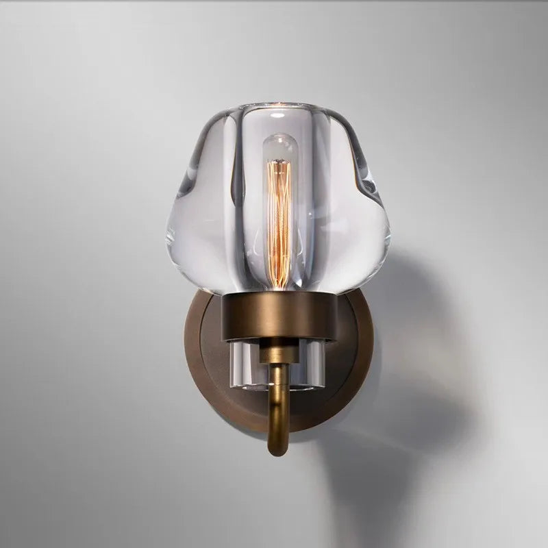 Americano retro todo o cobre lâmpada de parede sala estar quarto cabeceira fundo decoração luz luxo k9 cristal lâmpada parede