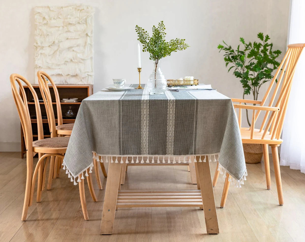 Toalha de mesa retangular redonda de linho batilo, toalha de mesa à prova d'água para jantar, mesa de café, cozinha, decoração de sala