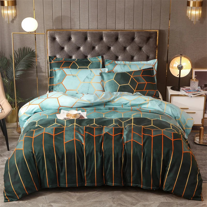 Conjunto de Cama Geométrico Mármore - Elegância - Casa Ornato