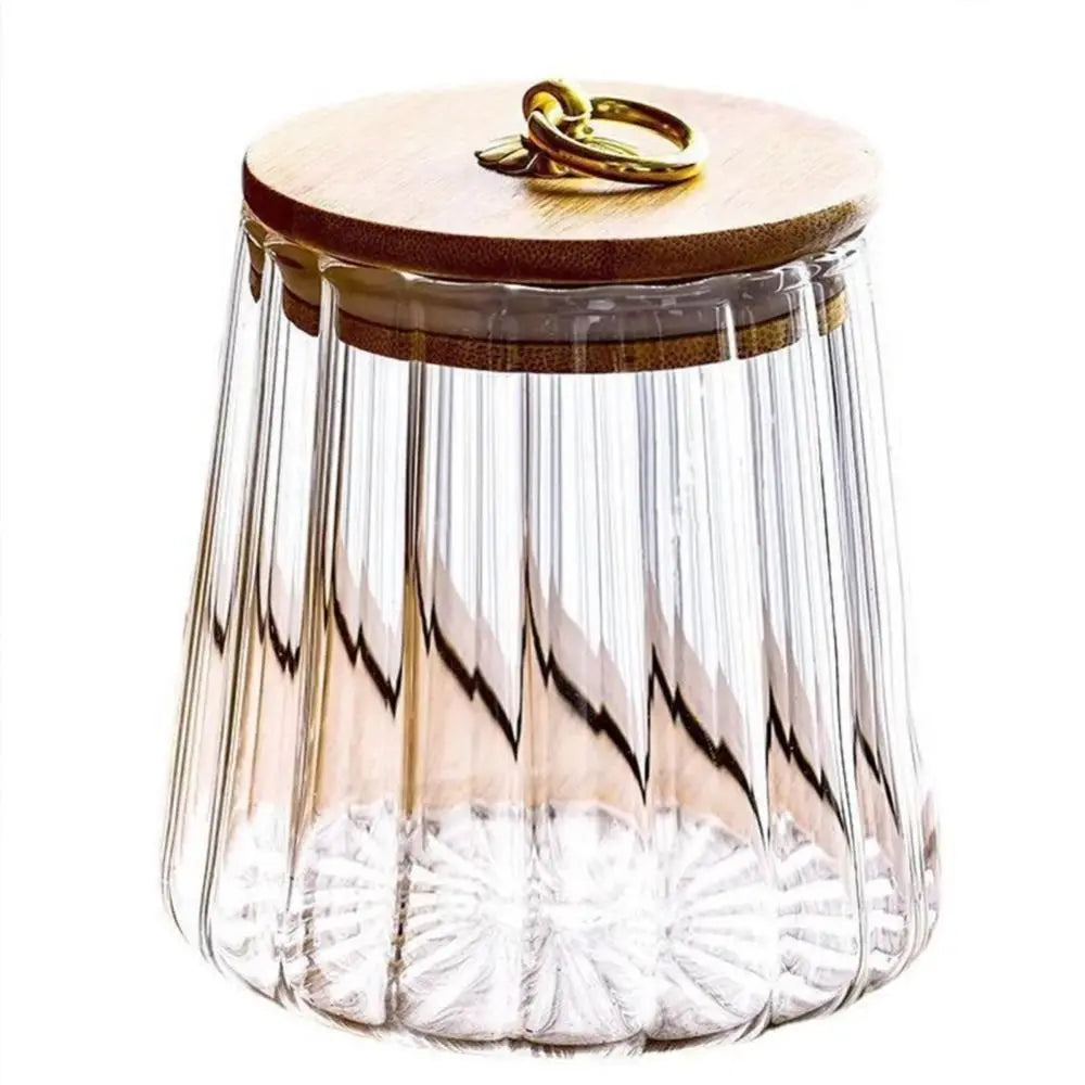 Frasco de Vidro com Tampa de Bambu - Casa Ornato