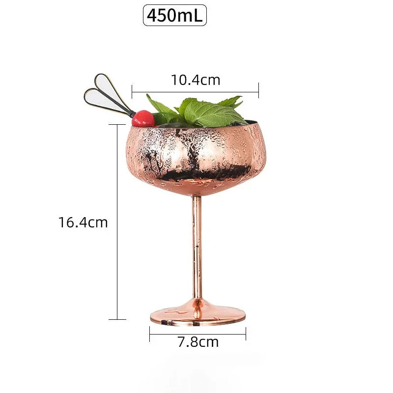 Copo de coquetel de aço inoxidável 304, copo de vinho tinto, flauta, champanhe, copo de metal, bar, martini