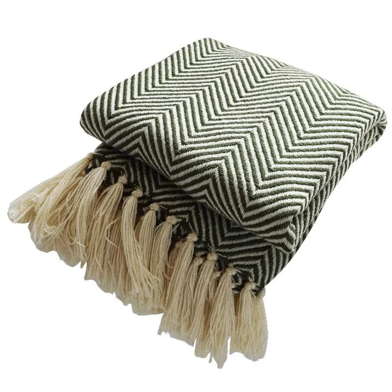Cobertor Listrado Nórdico, Jacquard Geométrico, Cobertor De Malha, Colcha, Tapeçaria Xadrez, Decoração De Sofá, Drop Shipping