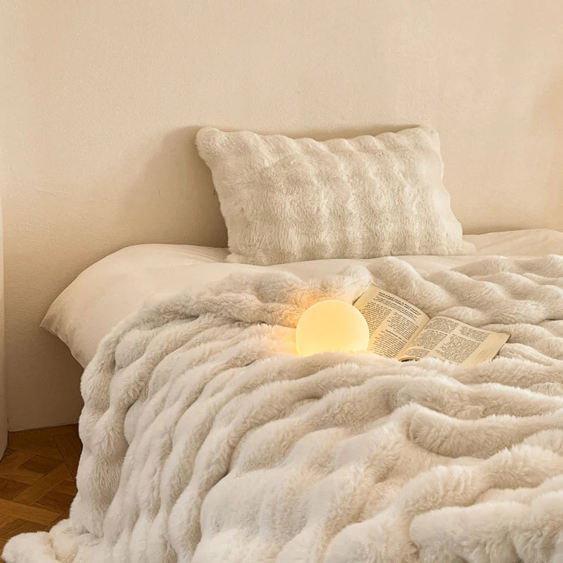 Cobertor luxuoso de pele sintética de coelho, cobertor macio de inverno para casa, cama, sofá, 100x150cm, 150x200cm, 200x230cm