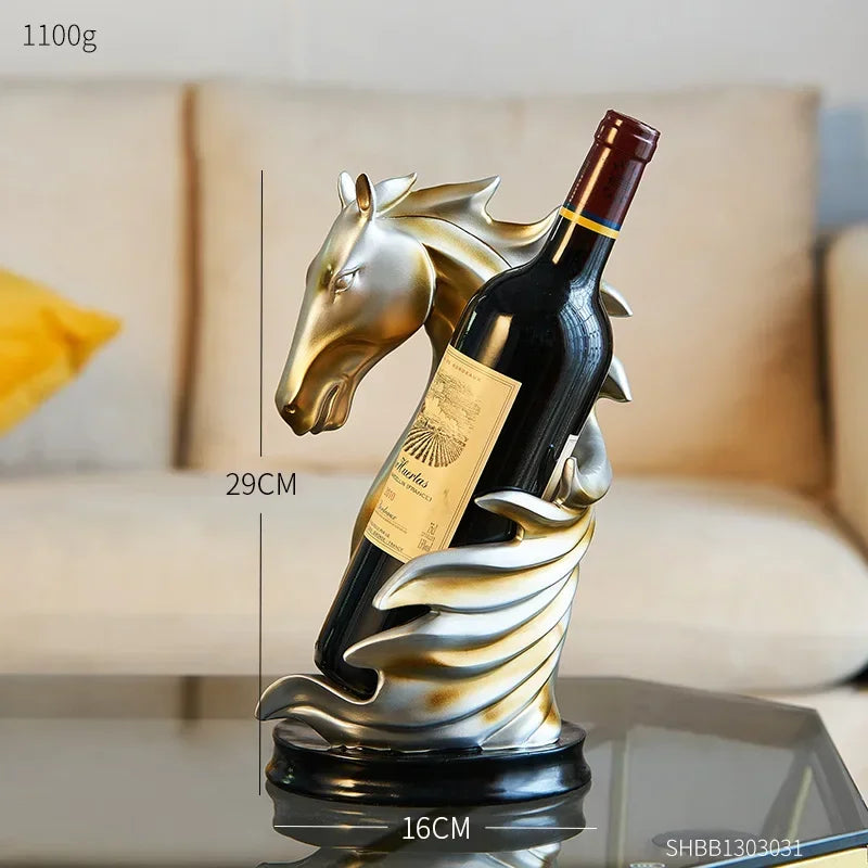 Individualidade casa sala de estar decoração criativo cavalo vinho rack resina escultura animal artesanato decoração interior acessórios