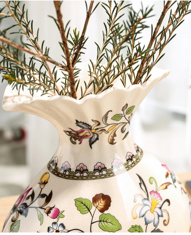 Vaso de Cerâmica Decorativo com Estampa Floral - Casa Ornato