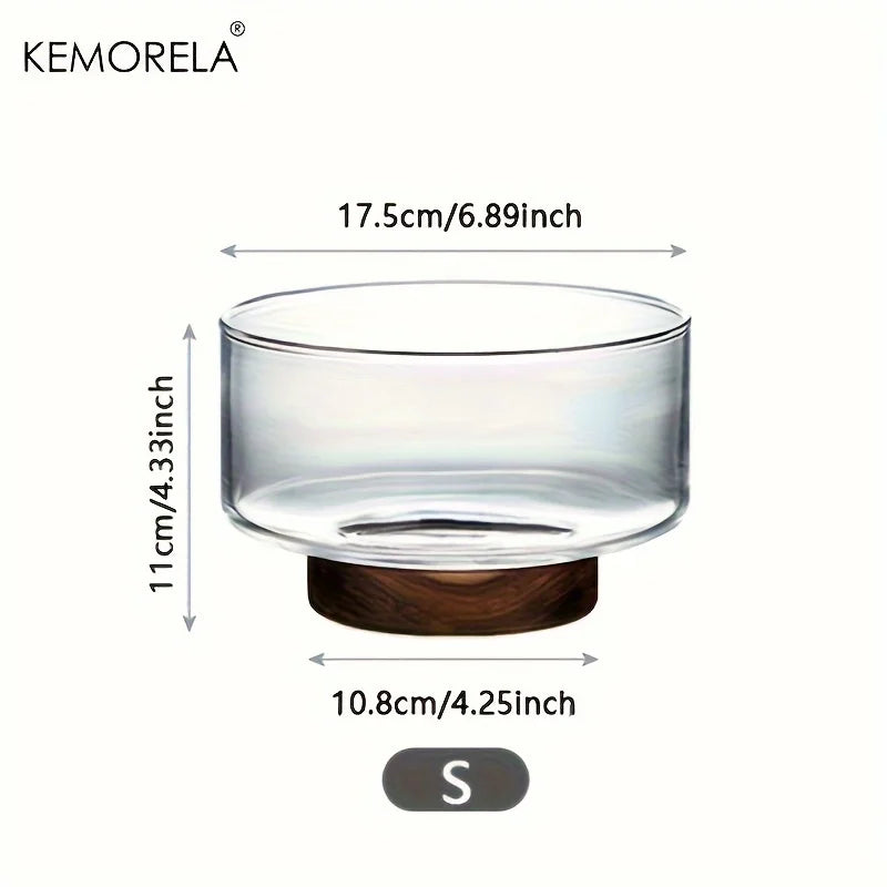 Tigela De Frutas De Vidro Criativo, Saladeira Grande Base De Madeira, Lanches, Pipoca, Tigelas De Armazenamento De Nozes, Recipiente De Armazenamento De Lanche De Natal Em Casa