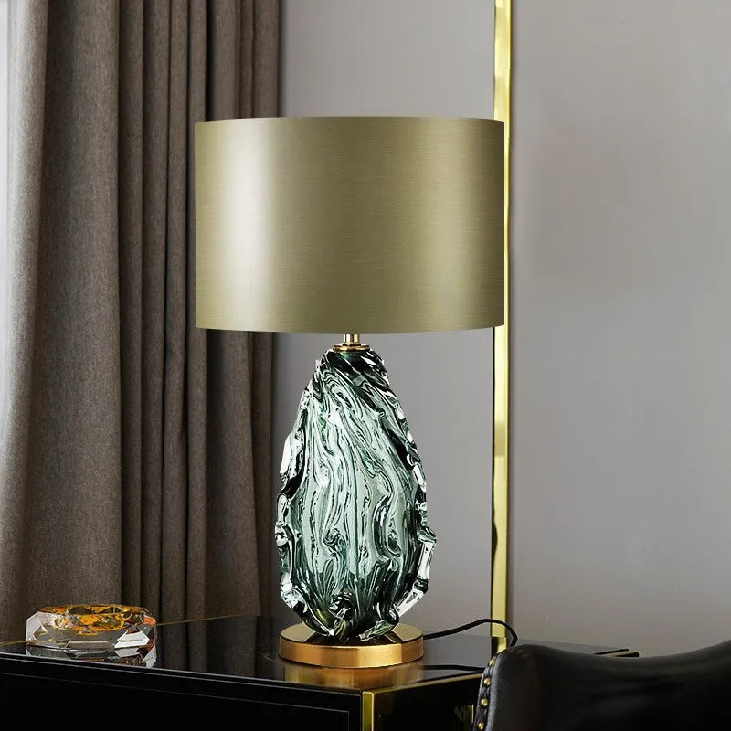 Candeeiro de mesa de vidro criativo villa sala estar luxo avançado verde desktop lâmpada decorativa moda hotel cabeceira e27 lampada