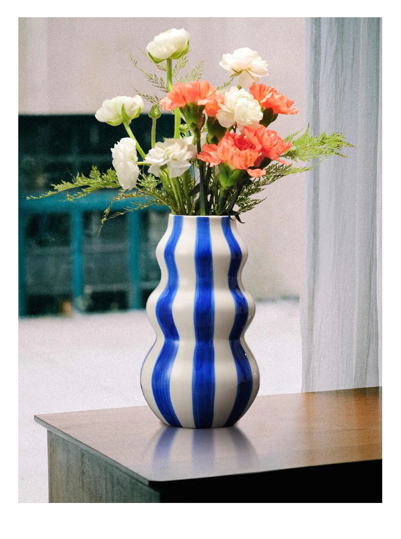 Listras coloridas criativo vaso de cerâmica vasos de plantas decoração de mesa ornamentos arranjo de flores vaso floral decoração estética do quarto