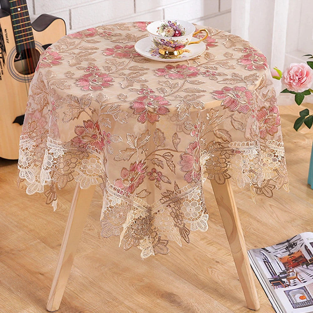 Battilo capa de mesa de renda redonda retangular toalha de mesa de café bordada de luxo para mesa de jantar casamento decoração de casa