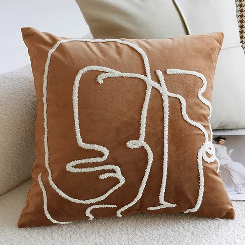 Vintage Nordic Throw Pillow Cover, Creme Light, Luxo Sofá Almofada, Cintura Cover, Simples Fronha Decorativa, Marrom, 45x45cm