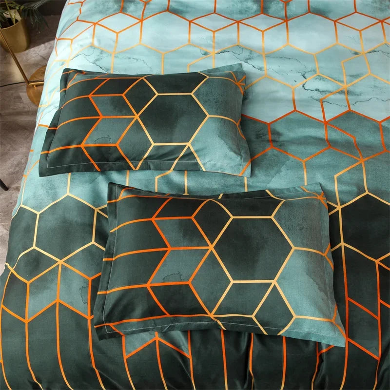 Conjunto de Cama Geométrico Mármore - Elegância - Casa Ornato