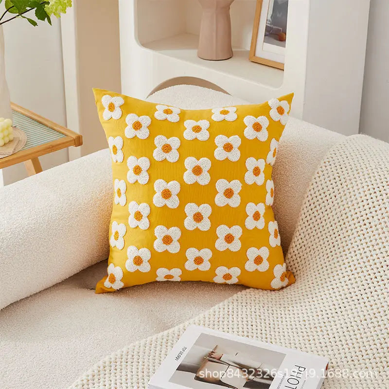 Lona floral bordado capa de almofada algodão 45x45 campo stely fronha ornamental para sala estar luxo decoração casa