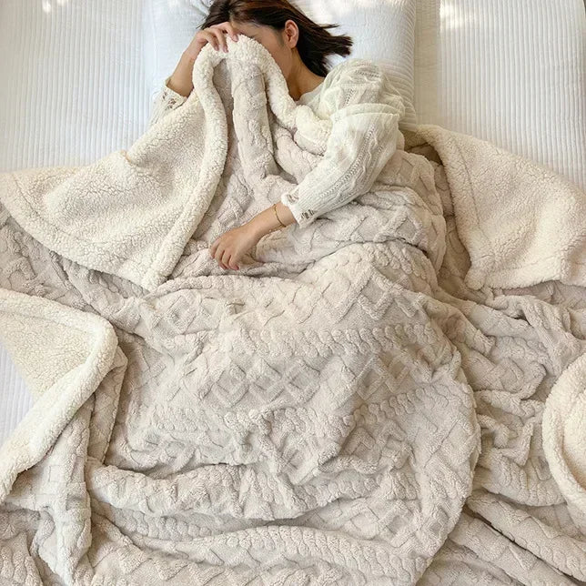 Cobertor de lã macia para cama e sofá, cobertor de flanela de veludo de cordeiro quente para escritório, ar condicionado e cochilo
