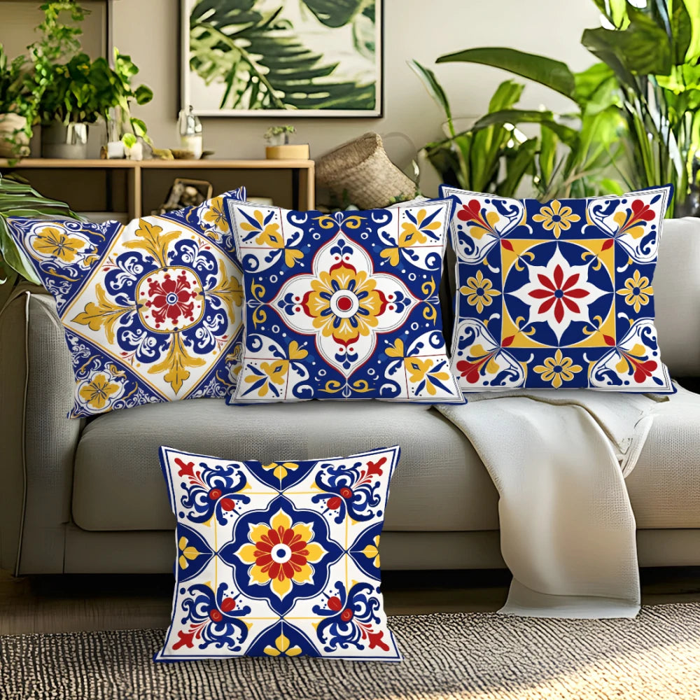 Capas de Almofada Mandala Boêmia em Tons Vibrantes - Casa Ornato