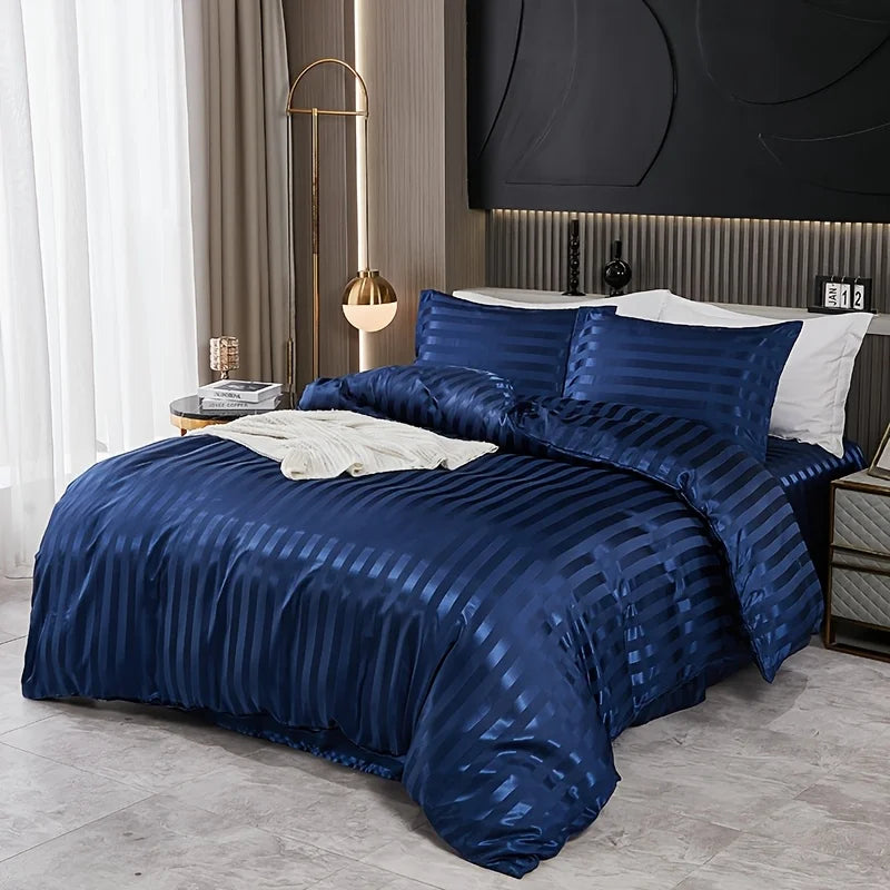 Maison Stripe – Coleção de Luxo em Cetim 3 Peças - Casa Ornato