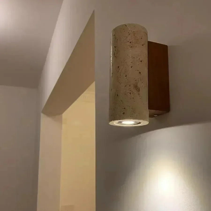 Nordic de alta qualidade conduziu a lâmpada parede travertino pedra natural arandela luz com lâmpada e27 para o quarto sala estar corredor luz parede