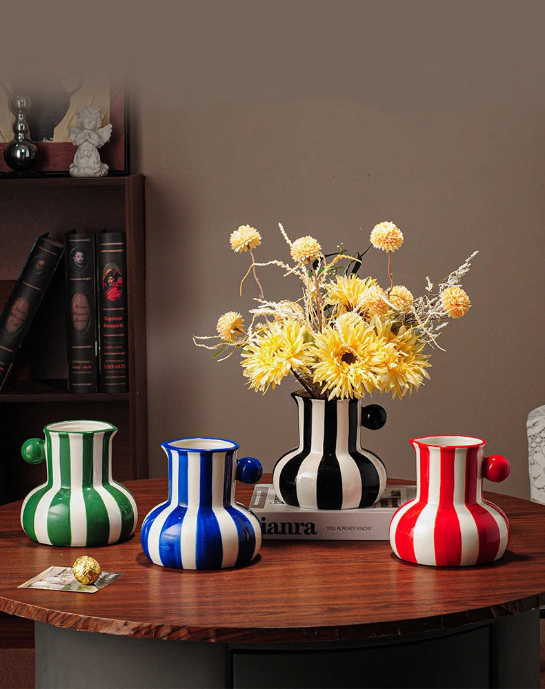 Listras coloridas criativo vaso de cerâmica vasos de plantas decoração de mesa ornamentos arranjo de flores vaso floral decoração estética do quarto