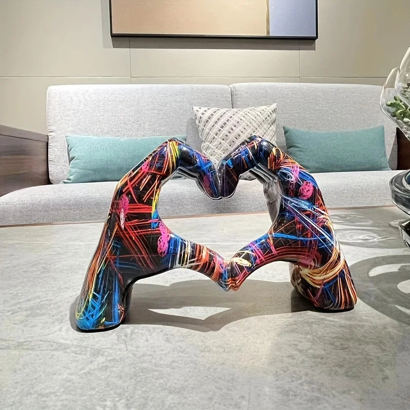 Decoração colorida personalizada do gesto, estátua do dedo do amor, escultura moderna da arte, decoração home moderna