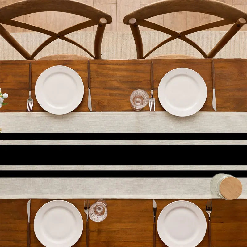 Farmhousebro de mesa com listras pretas e brancas, capa decorativa moderna para jantar, mesa de café, festa de feriado, casamento