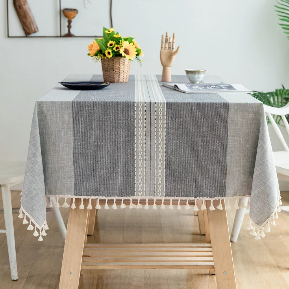 Toalha de mesa retangular redonda de linho batilo, toalha de mesa à prova d'água para jantar, mesa de café, cozinha, decoração de sala