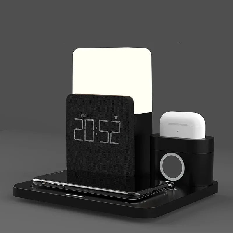 Carregador Sem Fio com Relógio e Luz Noturna - Casa Ornato