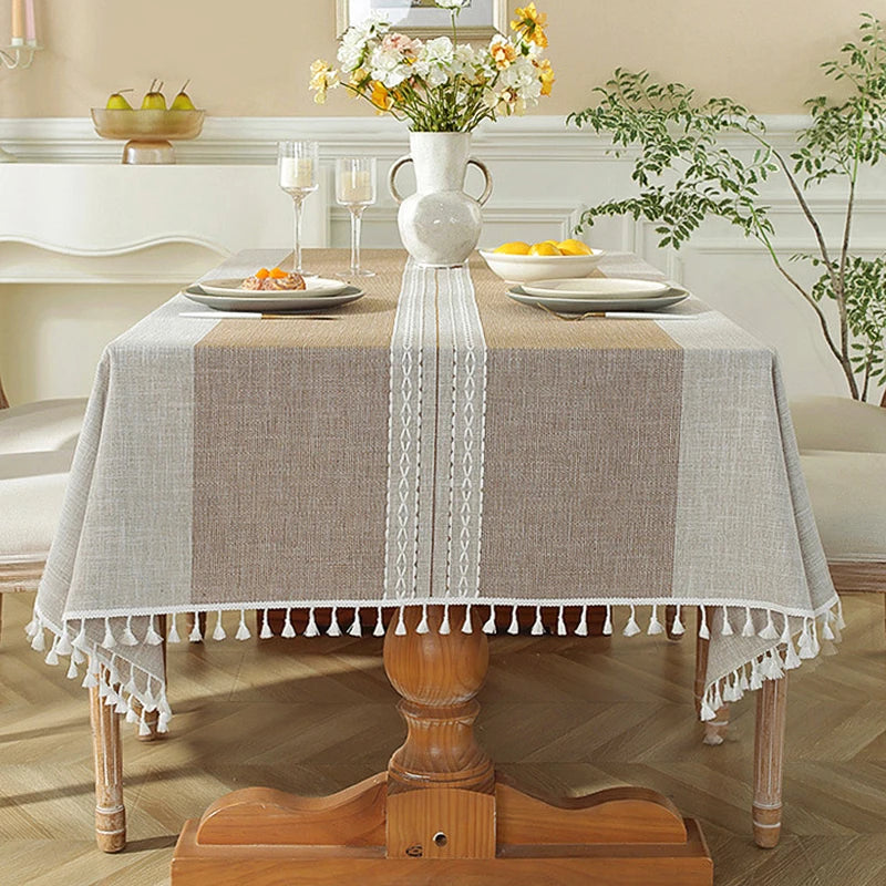 Toalha de mesa retangular redonda de linho batilo, toalha de mesa à prova d'água para jantar, mesa de café, cozinha, decoração de sala