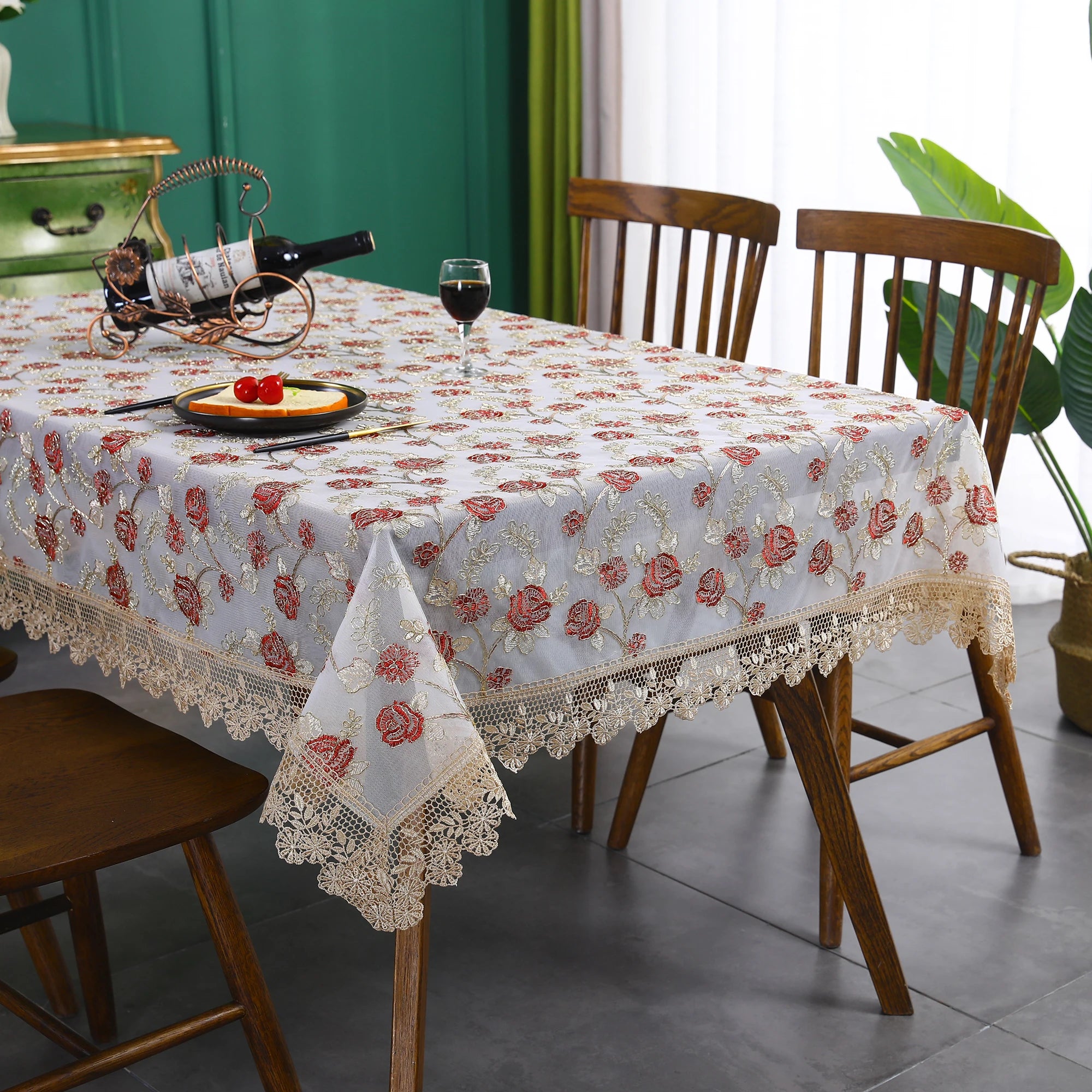 Battilo-Toalha De Mesa De Renda Bordada Retangular, Cobertura De Mesa De Luxo, Toalhas De Mesa De Café, Mesas De Jantar, Casa, Decoração De Casamento