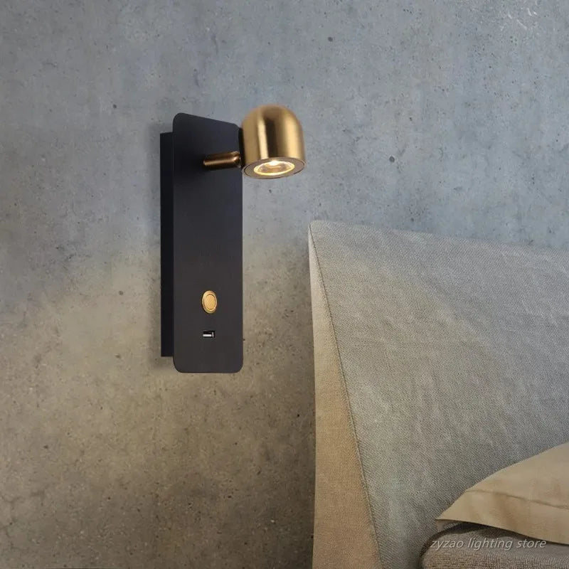 Nordic interior simples decorativo lâmpadas de parede do hotel quarto cabeceira lâmpada leitura interruptor chave usb recarregável luzes parede cabeceira
