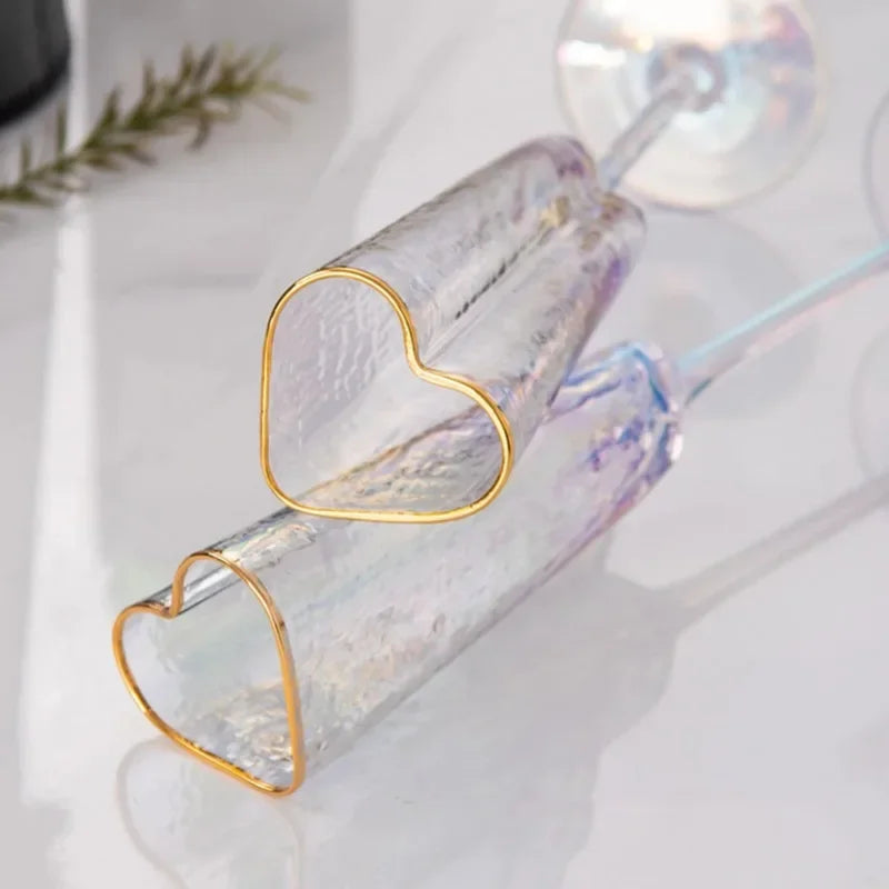 Copo bebendo do vinho em forma de coração, Cálice dourado, durável, festa em casa, moda clube