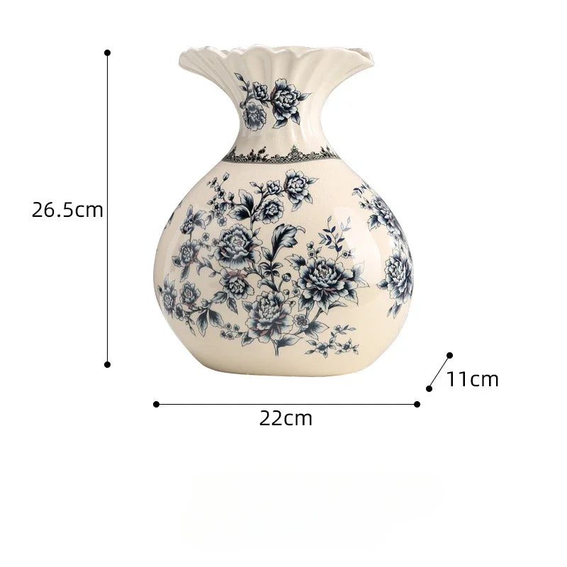 Vaso de Cerâmica Decorativo com Estampa Floral - Casa Ornato